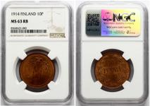 Finland 10 Pennia 1914 at auction Numisbalt - June 8, 2025