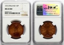 Finland 10 Pennia 1915 at auction Numisbalt - June 8, 2025
