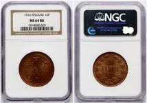 Finland 10 Pennia 1916 at auction Numisbalt - June 8, 2025