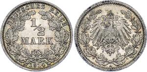 Германия 1/2 марки 1914 A на аукционе Katz - February 12, 2025