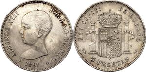 Spain 5 Pesetas 1891 PGM at auction Katz - April 13, 2025