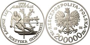 Polska 200000 złotych 1991 MW "XVI Zimowe igrzyska Olimpijskie - Albertville 1992" na aukcji Katz - 10 lipca 2025