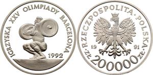 Polska 200000 złotych 1991 MW "XXV Letnie igrzyska olimpijskie - Barcelona 1992" na aukcji Katz - 10 lipca 2025