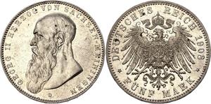 Deutschland 5 Mark 1908 D "Sachsen-Meiningen" auf der Auktion Katz - 10. Juli 2025