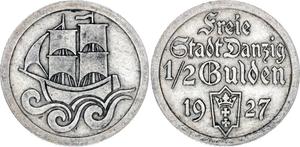 Польша 1/2 гульдена 1927 "Когг" на аукционе Katz - 10 июля 2025