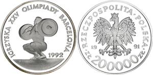 Polska 200000 złotych 1991 MW "XXV Letnie igrzyska olimpijskie - Barcelona 1992" na aukcji Katz - 17 sierpnia 2025