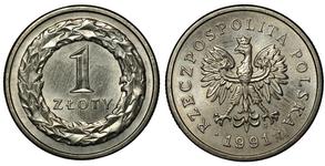 Polska 1 złoty 1991 MW na aukcji Numis Poland - 11 maja 2025