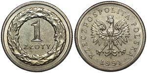 Polska 1 złoty 1991 MW na aukcji Numis Poland - 11 maja 2025