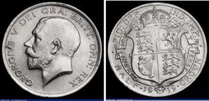 Wielka Brytania 1/2 korony 1919 na aukcji London Coins - 1 września 2024
