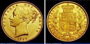 Großbritannien Sovereign 1856 WW "Wappen" auf der Auktion London Coins - 2. März 2025