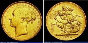Wielka Brytania 1 suweren 1879 WW "Św. Jerzy" na aukcji London Coins - 1 czerwca 2025