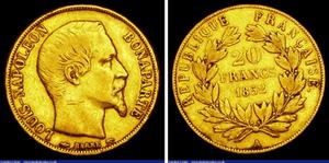 Francja 20 franków 1852 A na aukcji London Coins - 1 czerwca 2025