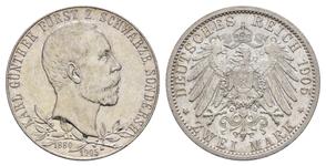 Alemania 2 marcos 1905 "Schwarzburgo-Sondershausen" en subasta Rhenumis - 15 de mayo de 2025