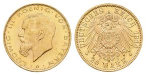 Германия 20 марок 1914 D "Бавария" на аукционе Rhenumis - 15 мая 2025
