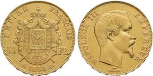 Франция 50 франков 1858 A на аукционе Skanfil Auksjoner AS - 25 апреля 2025