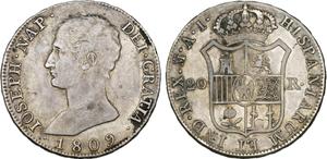 Испания 20 реалов 1809 M AI на аукционе Jean ELSEN - 14 июня 2025