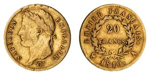 Франция 20 франков 1810 A на аукционе Noble Numismatics Pty Ltd - 1 августа 2025