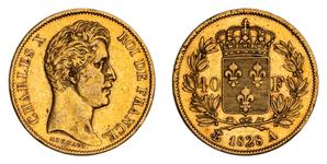 Франция 40 франков 1828 A на аукционе Noble Numismatics Pty Ltd - 1 августа 2025