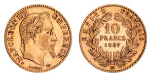 France 10 Francs 1867 BB at auction Noble Numismatics Pty Ltd - August 1, 2025