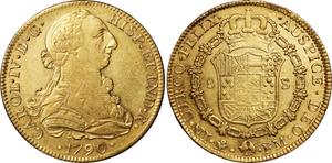 Mexico 8 Escudos 1790 Mo FM at auction Briggs & Bustos - April 4, 2025