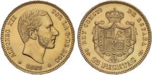 Spain 25 Pesetas 1883 MSM at auction Casa de Subastas de Madrid - April 25, 2025