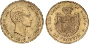 Испания 10 песет 1878 DEM at auction Casa de Subastas de Madrid - April 25, 2025