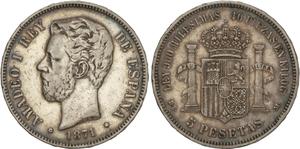 Spain 5 Pesetas 1871 DEM at auction Casa de Subastas de Madrid - July 4, 2025