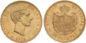 Spain 25 Pesetas 1879 EMM at auction Casa de Subastas de Madrid - July 4, 2025