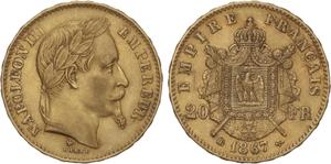 Francia 20 francos 1867 BB en subasta Casa de Subastas de Madrid - 4 de julio de 2025