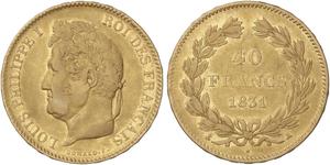 Francja 40 franków 1831 A na aukcji Casa de Subastas de Madrid - 4 lipca 2025