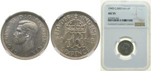 Großbritannien 6 Pence 1945 auf der Auktion CoinsNB - 27. Juni 2023