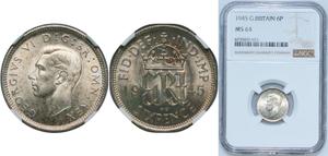 Großbritannien 6 Pence 1945 auf der Auktion CoinsNB - 16. Dezember 2023
