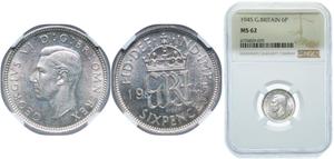 Großbritannien 6 Pence 1945 auf der Auktion CoinsNB - 15. Juni 2024