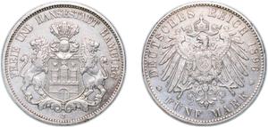 Deutschland 5 Mark 1896 J "Hamburg" auf der Auktion CoinsNB - 18. Januar 2025