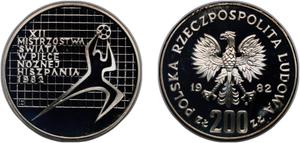 Польша 200 злотых 1982 MW JMN "XII Чемпионат мира по футболу - Испания 1982" na aukcji CoinsNB - 12 kwietnia 2025