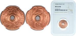 Spanien 25 Centimos 1938 auf der Auktion CoinsNB - 12. April 2025