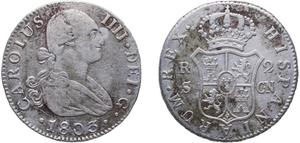 Spain 2 Reales 1803 S CN at auction CoinsNB - May 17, 2025