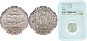 Poland 2 Zlote 1936 JA "Sailing Vessel" at auction CoinsNB - May 31, 2025