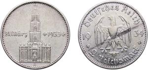 Deutschland 2 Reichsmark 1934 A "Garnisonkirche mit Datum" auf der Auktion CoinsNB - 12. Juli 2025