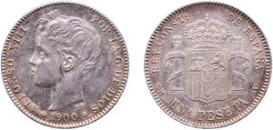 Spanien 1 Peseta 1900 SMV auf der Auktion CoinsNB - 12. Juli 2025