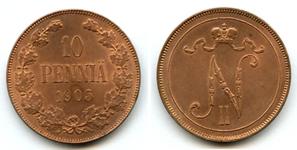 Finland 10 Pennia 1905 at auction Holmasto - March 8, 2025
