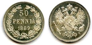Finlandia 50 penni 1889 L na aukcji Holmasto - 8 marca 2025
