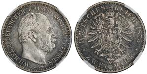 Alemania 2 marcos 1876 A "Prusia" en subasta Roschberg Mynthandel AS - 26 de abril de 2025