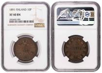 Finland 10 Pennia 1891 at auction Klondike Auction  - February 9, 2025