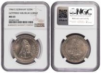 Alemania 20 marcos 1966 "Leibniz" en subasta Klondike Auction  - 13 de abril de 2025