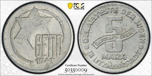 Polska 5 marek 1943 "Getto Łódź" na aukcji Klondike Auction  - 20 lipca 2025