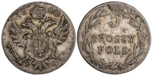 Польша 5 грошей 1820 IB на аукционе Klondike Auction  - 20 июля 2025