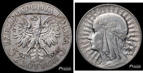 Polska 5 złotych 1933 "Polonia" na aukcji Al Sur del Mundo - 19 lipca 2025
