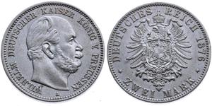 Alemania 2 marcos 1876 A "Prusia" en subasta Münzgalerie München MGM Handelsgesellschaft mbH & Co. Joker KG - 6 de abril de 2025