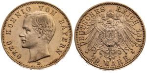 Германия 20 марок 1895 D "Бавария" на аукционе Münzgalerie München MGM Handelsgesellschaft mbH & Co. Joker KG - 6 апреля 2025